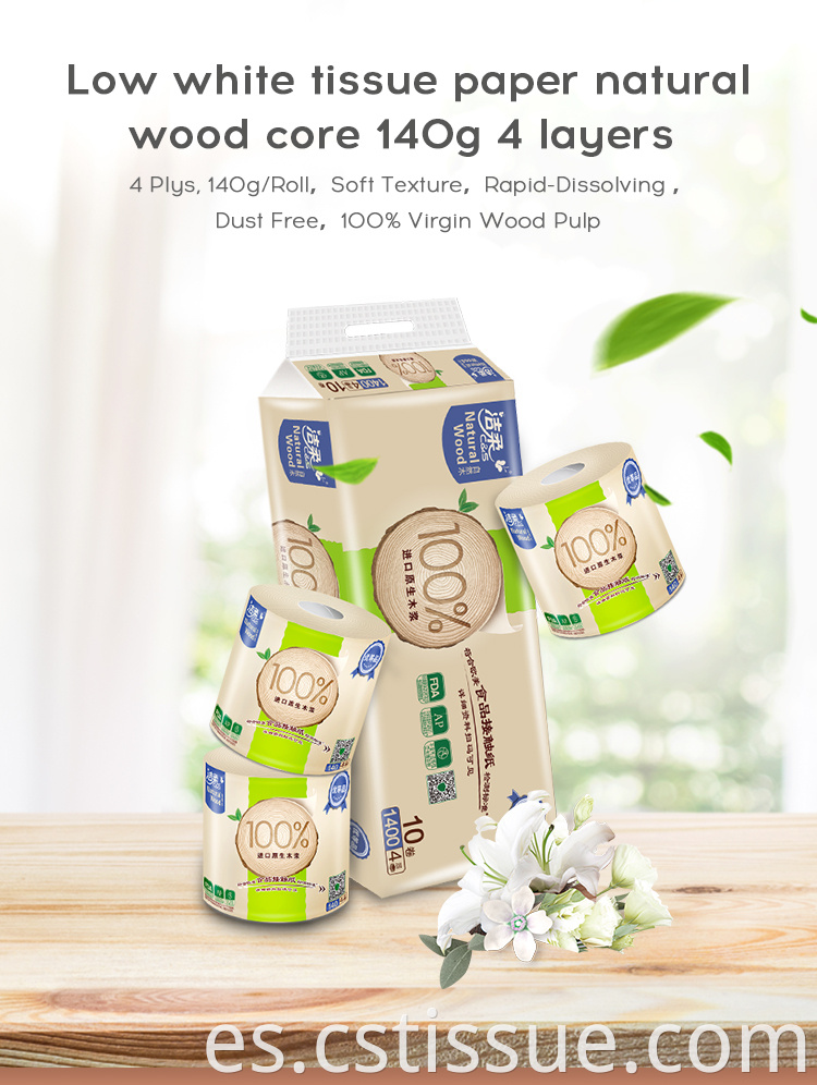 4 Ply Natural Wood Toilet Roll